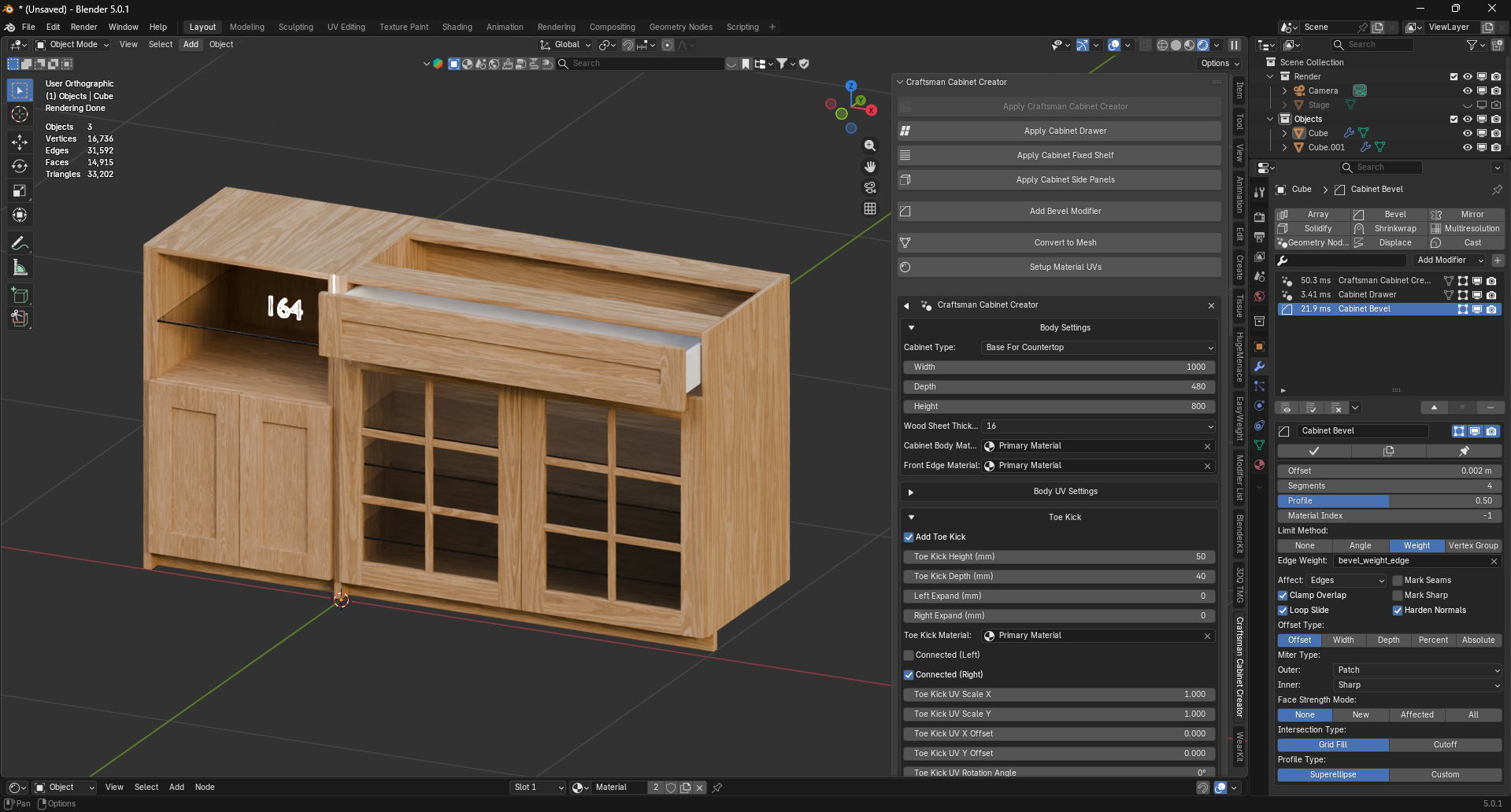 Craftsman Cabinet Creator interface