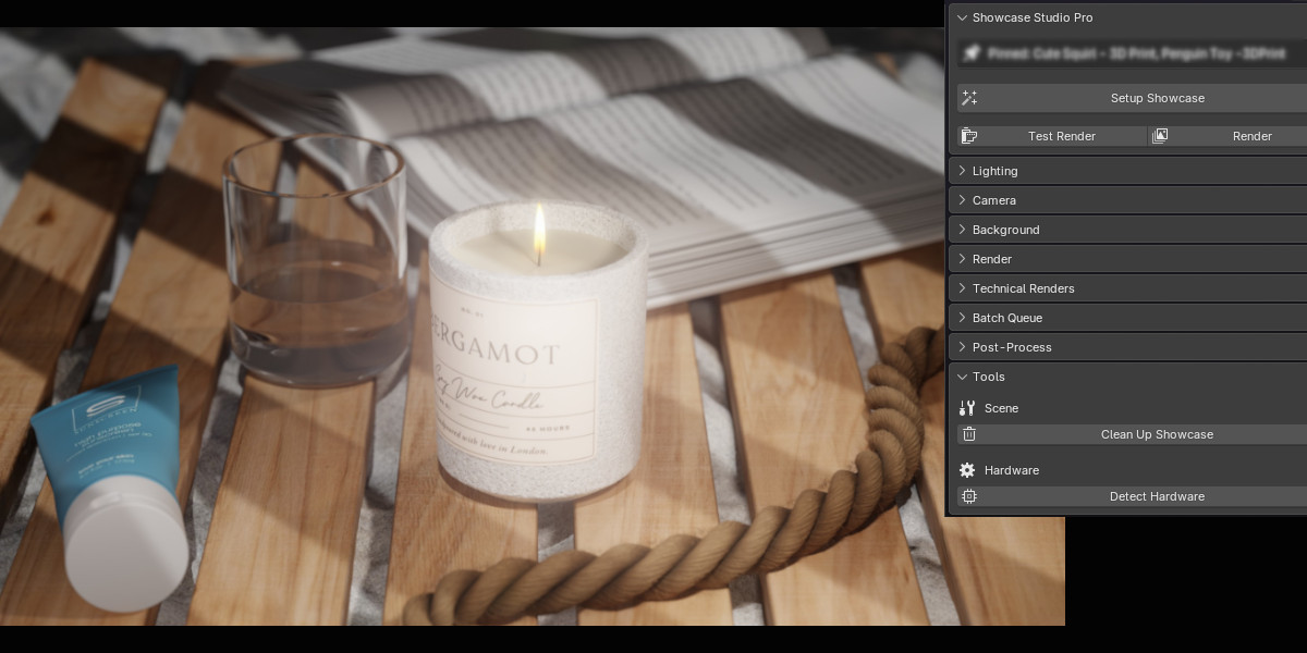 Showcase Studio — professional product render result