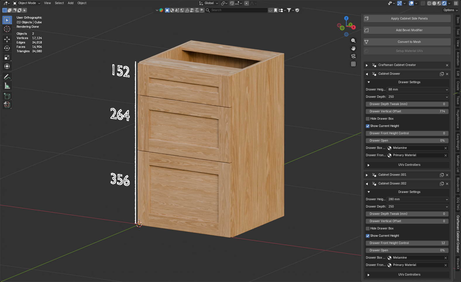 Cabinet with multiple drawers